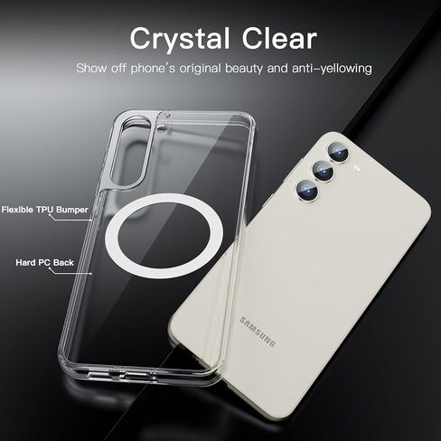 حافظة JETech مغناطيسية لهاتف Samsung Galaxy S23 مقاس 6.1 بوصة، متوافقة مع MagSafe، غطاء هاتف واقٍ مقاوم للصدمات، ظهر صلب غير أصفر من البولي كربونات (شفاف) in Saudi Arabia