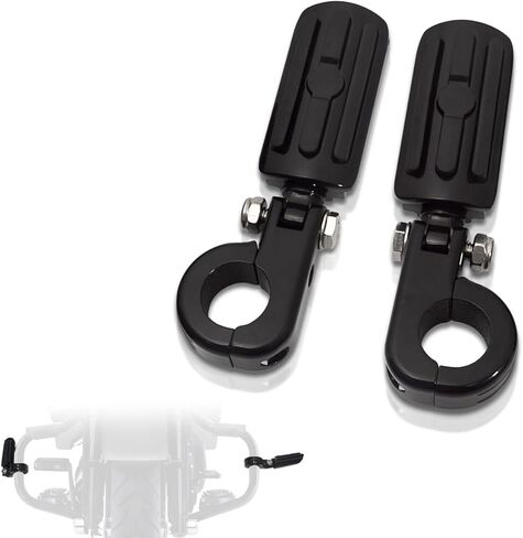FOVPLUE 1.25" Highway Footpegs, Adjustable Footrest w/Mounting P-Clamps for Harley Touring Softail Dyna Sportster Honda Kawasaki Suzuki Yamaha Indian Victory with 1-1/4" Engine Guard/Tubing, Chrome#2 in Kuwait