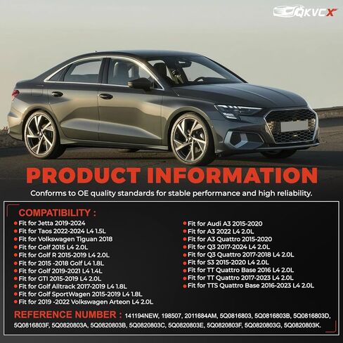 ضاغط مكيف هواء متوافق مع 2019-2024 Volkswagen Jetta GTI، Arteon، Golf Alltrack R SportWagen، Taos، ويناسب 2015-2024 Audi A3، Q3، S3، TT Quattro، قطعة بديلة # 41194NEW، 198507 in Kuwait