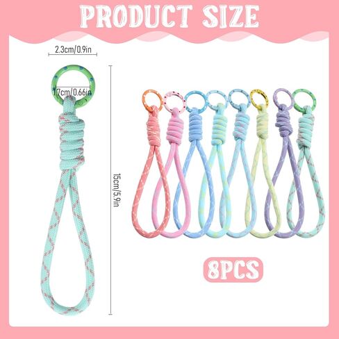 Paracord Keychain, 8 Colors Paracord Rope Keychain Handmade Charm Ropes for Keys DIY Bags Cars Purse Accessories Crafts Supplies in Saudi Arabia