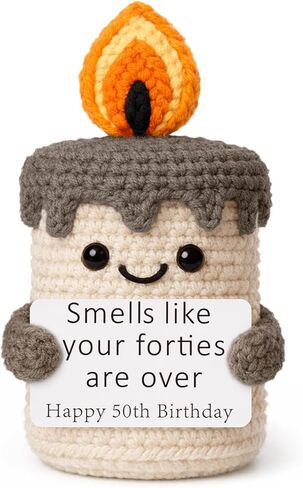 Funny 50th Birthday Gifts for Women Men - 50th Birthday Gift Ideas, Happy Bday Presents for Coworker Friends Dad Mom, Sarcastic 50 Year Old Gag Gift for Her Him - Handmade Crochet Candle in Kuwait
