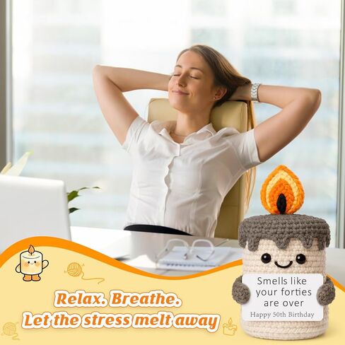 Funny 50th Birthday Gifts for Women Men - 50th Birthday Gift Ideas, Happy Bday Presents for Coworker Friends Dad Mom, Sarcastic 50 Year Old Gag Gift for Her Him - Handmade Crochet Candle in Kuwait