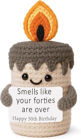 Funny 50th Birthday Gifts for Women Men - 50th Birthday Gift Ideas, Happy Bday Presents for Coworker Friends Dad Mom, Sarcastic 50 Year Old Gag Gift for Her Him - Handmade Crochet Candle in Kuwait