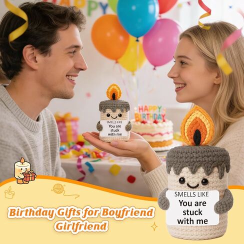 Funny Birthday Gifts for Him Her Boyfriend Girlfriend Husband Wife Couples - Romantic Valentines Day Wedding Anniversary I Love You Gifts for Women Men - to My Love Handmade Crochet Candle in Kuwait