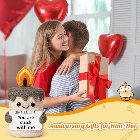 Funny Birthday Gifts for Him Her Boyfriend Girlfriend Husband Wife Couples - Romantic Valentines Day Wedding Anniversary I Love You Gifts for Women Men - to My Love Handmade Crochet Candle in Kuwait