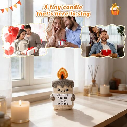 Funny Birthday Gifts for Him Her Boyfriend Girlfriend Husband Wife Couples - Romantic Valentines Day Wedding Anniversary I Love You Gifts for Women Men - to My Love Handmade Crochet Candle in Kuwait