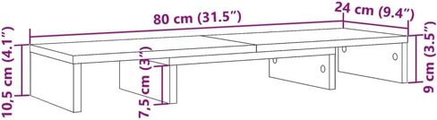 vidaXL Monitor Stand Riser Adjustable Artisian Oak 31.5x9.4x4.1 Engineered Wood in Kuwait