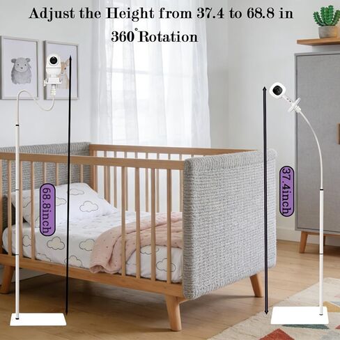 حامل أرضي لمراقبة الأطفال بارتفاع 86 بوصة متوافق مع Vtech VM819، VM901، Advanced HQ Max، RM7764HD، RM5467HD - ارتفاع قابل للتعديل، بعيدًا عن متناول الأطفال، حامل كاميرا آمن معزز in Kuwait