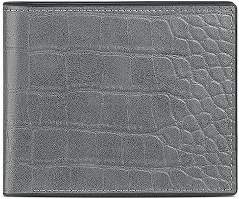 Genuine Leather Crocodile Pattern Mens Wallet Compact Billfold with Multiple Card Slots and Large Bill Compartment Gift Box (Coffee) in Saudi Arabia