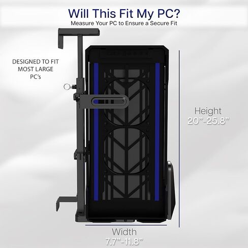 VIVO Adjustable Under Desk and Wall PC Mount, Heavy Duty Large Computer Case CPU Tower Holder with Secure Locking, Holds up to 44 lbs, Black, MOUNT-PC06R in Saudi Arabia