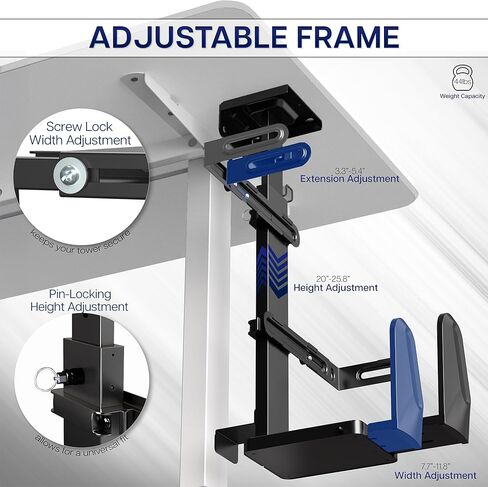 VIVO Adjustable Under Desk and Wall PC Mount, Heavy Duty Large Computer Case CPU Tower Holder with Secure Locking, Holds up to 44 lbs, Black, MOUNT-PC06R in Saudi Arabia