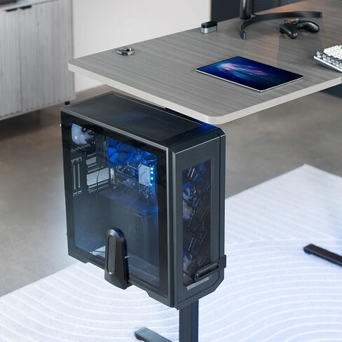 VIVO Adjustable Under Desk and Wall PC Mount, Heavy Duty Large Computer Case CPU Tower Holder with Secure Locking, Holds up to 44 lbs, Black, MOUNT-PC06R in Saudi Arabia
