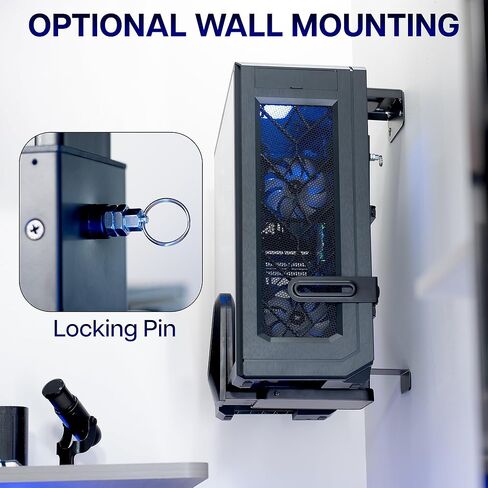 VIVO Adjustable Under Desk and Wall PC Mount, Heavy Duty Large Computer Case CPU Tower Holder with Secure Locking, Holds up to 44 lbs, Black, MOUNT-PC06R in Saudi Arabia