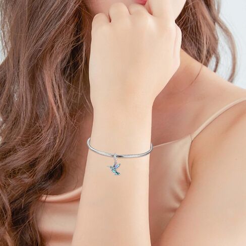 Hummingbird Charm S925 Sterling Silver Hummingbird Bead Gifts Cute Bird Jewelry for Women Hummingbirds Lovers in Saudi Arabia