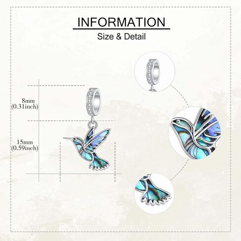 Hummingbird Charm S925 Sterling Silver Hummingbird Bead Gifts Cute Bird Jewelry for Women Hummingbirds Lovers in Saudi Arabia