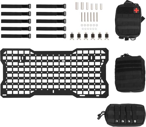 Tailgate Tactical Molle Panel Rear Door Cargo Organizer W/3 Storage Bag Compatible with 2007-2022 Jeep Wrangler JK JL Interior Storage Plate Racks Aluminium in Saudi Arabia