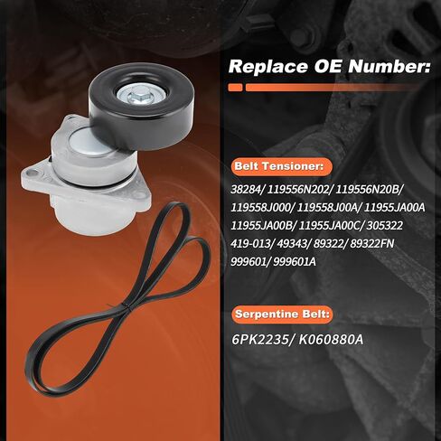 90K-38284B Serpentine Belt Drive Tensioner Kit for Nissan Altima 2007-2013 2.5L L4 Complete Drive Belt Tensioner Component Kit 38284 6PK2235 in Saudi Arabia