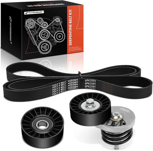 A-Premium Engine Serpentine Belt Drive Kit with Tensioner & Tensioner Pulley Compatible with Ford F-150, F-250 HD, F-350, Bronco, E-150/E-250/E-350 Econoline, E-150/E-350 Econoline Club Wagon, V8 5.8L in Saudi Arabia
