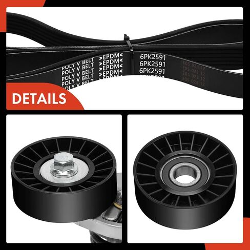 A-Premium Engine Serpentine Belt Drive Kit with Tensioner & Tensioner Pulley Compatible with Ford F-150, F-250 HD, F-350, Bronco, E-150/E-250/E-350 Econoline, E-150/E-350 Econoline Club Wagon, V8 5.8L in Saudi Arabia