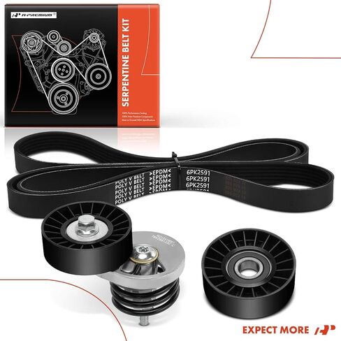 A-Premium Engine Serpentine Belt Drive Kit with Tensioner & Tensioner Pulley Compatible with Ford F-150, F-250 HD, F-350, Bronco, E-150/E-250/E-350 Econoline, E-150/E-350 Econoline Club Wagon, V8 5.8L in Saudi Arabia