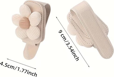 Magnetic Glasses Holder for Car Visor, PU Leather Sunglasses Clip with Floral Decor, Beige Car Visor Accessories for Women Men, Gift for Drivers in Saudi Arabia