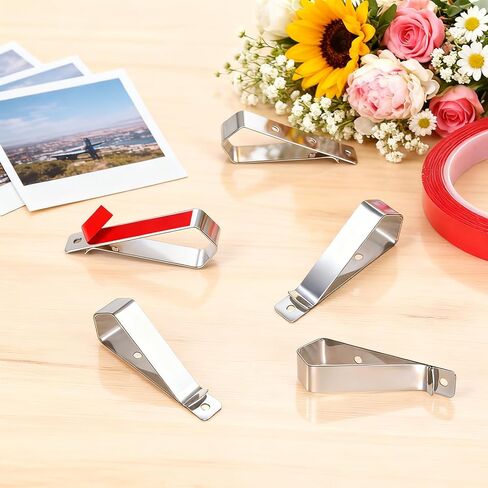 10-Pack Stainless Steel Clips, Duty Stainless Steel Mounting Kit for Sun Visor, DIY Photo Frame Holder for Car, Home & Office, Strong Hold for Custom Displays & Decor in Saudi Arabia