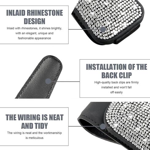 حاملات النظارات الشمسية WZP Bling لواقي السيارة، مشبك واقي من الجلد المغناطيسي مع تخزين بطاقة التذاكر، ملحقات ديكو داخلية للسيارة للنساء والفتيات (فضي) in Kuwait