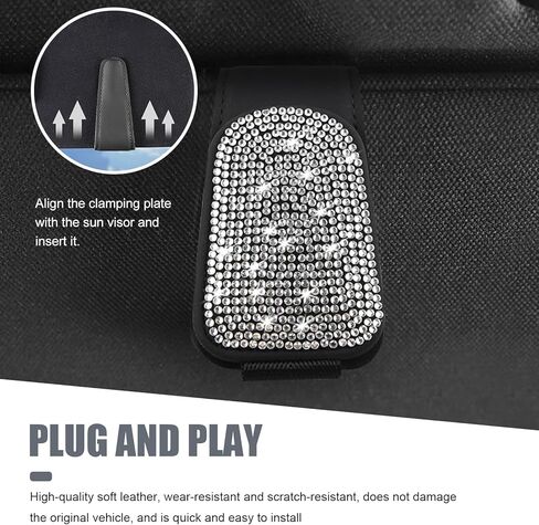 حاملات النظارات الشمسية WZP Bling لواقي السيارة، مشبك واقي من الجلد المغناطيسي مع تخزين بطاقة التذاكر، ملحقات ديكو داخلية للسيارة للنساء والفتيات (فضي) in Kuwait
