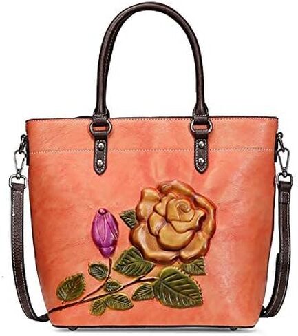 Women's Genuine Leather Top Handle Satchel Convertible to Crossbody Bag for Work or Travel in Kuwait