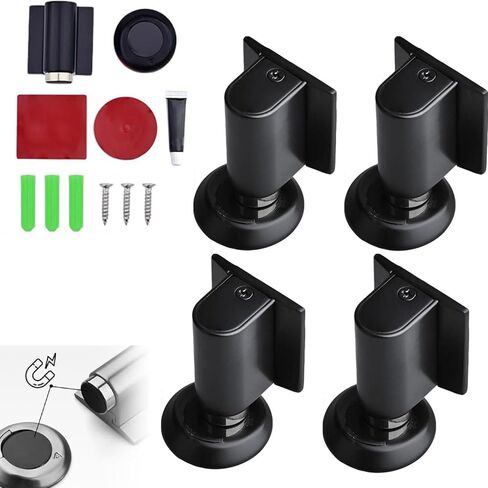 2026 New Door Wedge Stopper, Magnetic Doors Stoppers for Bottom of Door, No Drill Invisible Doorstops for Inside Door, Heavy Duty Magnetic Doors Catch Holder to Keep Doors Open 4pcs (Black) in Saudi Arabia
