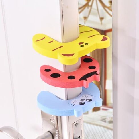 3-Pack Blue Cartoon Baby Door Stoppers – Anti-Pinch Safety Wedge Clips to Protect Little Fingers for Babies & Toddlers in Saudi Arabia