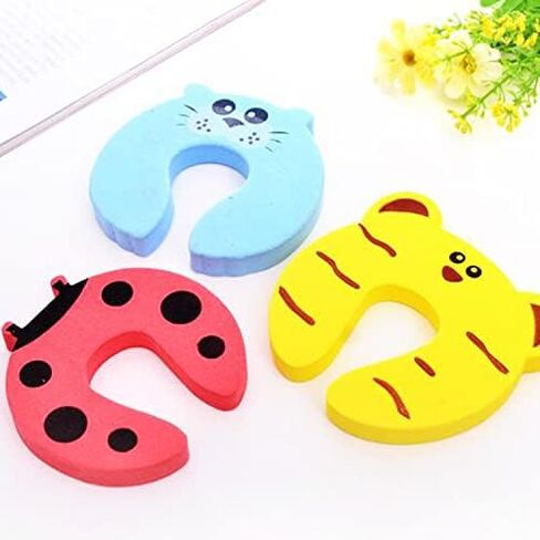 3-Pack Blue Cartoon Baby Door Stoppers – Anti-Pinch Safety Wedge Clips to Protect Little Fingers for Babies & Toddlers in Saudi Arabia