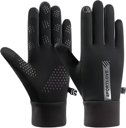 Ski Gloves for Women, Touch Screen Waterproof Gloves Women Winter Snow Warm Work Gloves Men Running Driving Hiking Black in Saudi Arabia