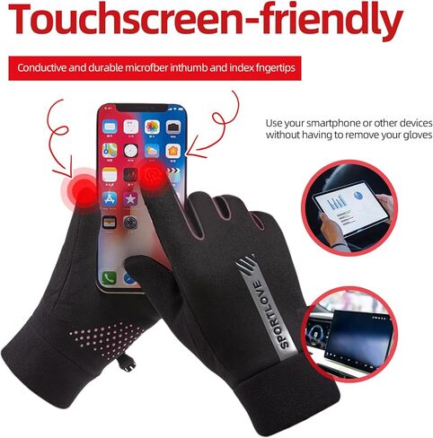 Ski Gloves for Women, Touch Screen Waterproof Gloves Women Winter Snow Warm Work Gloves Men Running Driving Hiking Black in Saudi Arabia