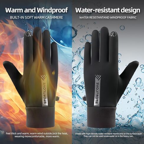 Ski Gloves for Women, Touch Screen Waterproof Gloves Women Winter Snow Warm Work Gloves Men Running Driving Hiking Black in Saudi Arabia