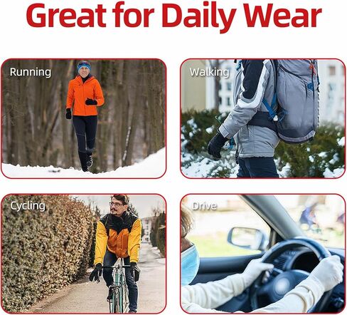 Ski Gloves for Women, Touch Screen Waterproof Gloves Women Winter Snow Warm Work Gloves Men Running Driving Hiking Black in Saudi Arabia