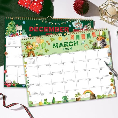 2026-2027 Wall Calendar - Large Calendar 2026-2027 Wall, 15" x 12", Jul. 2026 - Dec. 2027, 18-Month Calendar Wall with Hanging Hook, Perfect Wall Calendar for Organizing - 12 Different Themes in Kuwait