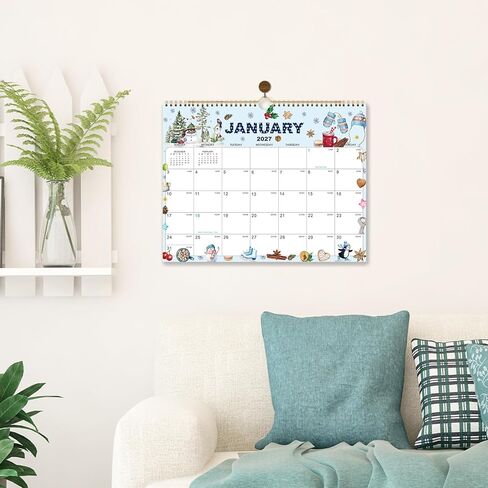 2026-2027 Wall Calendar - Large Calendar 2026-2027 Wall, 15" x 12", Jul. 2026 - Dec. 2027, 18-Month Calendar Wall with Hanging Hook, Perfect Wall Calendar for Organizing - 12 Different Themes in Kuwait