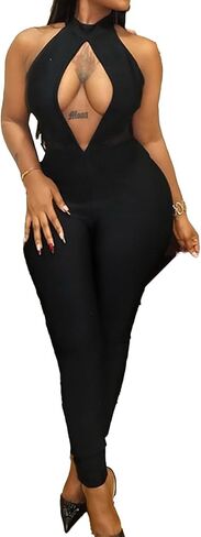 جمبسوت مثير للنساء بدون أكمام مجوف من قطعة واحدة من ملابس النادي للحفلات والخروج in Kuwait