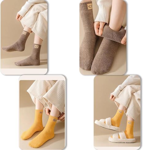 Women's Socks, 10 Pairs Crew Ankle Socks, Cotton Cute Cozy Fun Socks with Sweat-Absorbent Fabric, Elastic Cuff & Reinforced Heel, Bulk Gifts for Women, Fall Winter Warm in Saudi Arabia