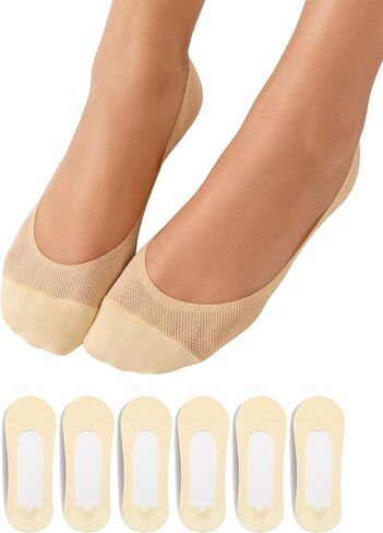 Tournesol Women's 6 Pairs No Show Socks Mesh Liner Ultra Low Cut Non Slip Thin Invisible Socks for Flats Loafer Size 5-11 in Kuwait