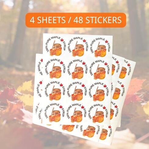 48 ملصق برطمان شراب القيقب مقاس 2 بوصة من ملصقات برطمان ميسون لشراب القيقب محلي الصنع، وتغليف الأعمال الصغيرة، وملصقات التعليب in Kuwait