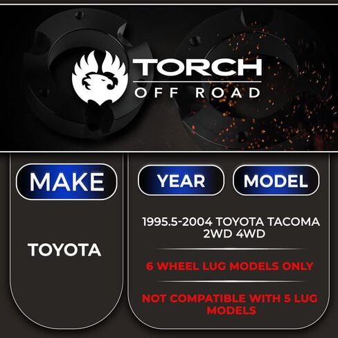 طقم رفع كامل TORCH 3 بوصات مع صدمات خلفية ممتدة لسيارة Toyota Tacoma 2WD 4WD TRD SR5 1995-2004 - موديلات بنمط مسامير العجلات 6 العروة فقط... (3 بوصات أمامية 3 بوصات خلفية + مجموعة إسقاط تفاضلية) in Saudi Arabia