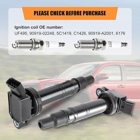مجموعة FAERSI مكونة من 6 ملفات إشعال وقابس إشعال إيريديوم UF495 مناسب لـ 4.0L V6 Toyota Tacoma 2005-2015 لـ 4Runner 2003-2009 لـ Tundra 2005-2014 استبدال C1426 90919-A2001 90919-02248 in Saudi Arabia