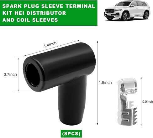 Sun Walker 8 PCS Spark Plug Boot Terminal Kit, 90 Degree Ignition Wire Boots Terminal Replacement, Heat-Resistant Silicone Distributor and Coil Boot Terminals Fit 6-10mm Wires in Kuwait
