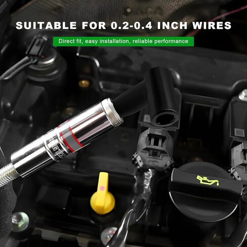 Sun Walker 8 PCS Spark Plug Boot Terminal Kit, 90 Degree Ignition Wire Boots Terminal Replacement, Heat-Resistant Silicone Distributor and Coil Boot Terminals Fit 6-10mm Wires in Kuwait