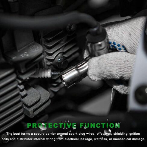 Sun Walker 8 PCS Spark Plug Boot Terminal Kit, 90 Degree Ignition Wire Boots Terminal Replacement, Heat-Resistant Silicone Distributor and Coil Boot Terminals Fit 6-10mm Wires in Kuwait