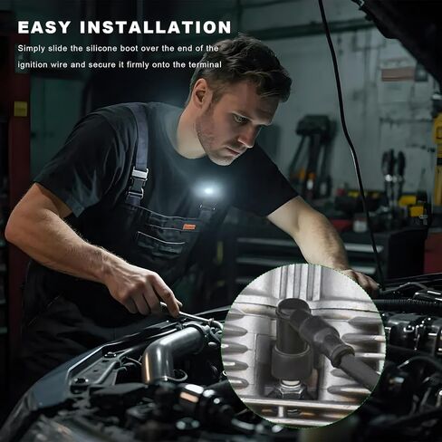 Sun Walker 8 PCS Spark Plug Boot Terminal Kit, 90 Degree Ignition Wire Boots Terminal Replacement, Heat-Resistant Silicone Distributor and Coil Boot Terminals Fit 6-10mm Wires in Kuwait