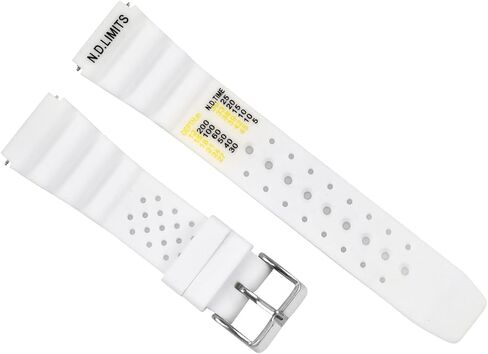 حزام ساعة 22 ملم N.D. LIMITS، حزام مطاطي رياضي EXTREMA، متوافق مع ساعة CITIZEN SEIKO باللون الأبيض in Saudi Arabia