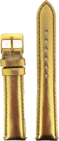 Tech Swiss Watch Band Genuine Gold Metallic Leather Padded Built-in Spring Bars 18 Millimeter in Kuwait